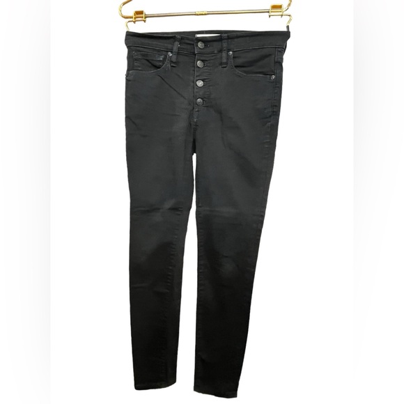 Madewell 9” Mid-Rise Skinny Jeans Black Size 27 Button Fly Fair Trade - Picture 4 of 8